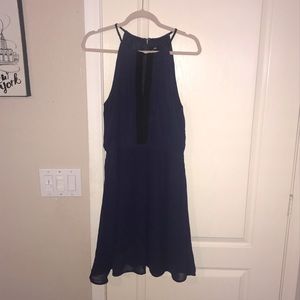 H&M Navy with a Black detail halter dress.